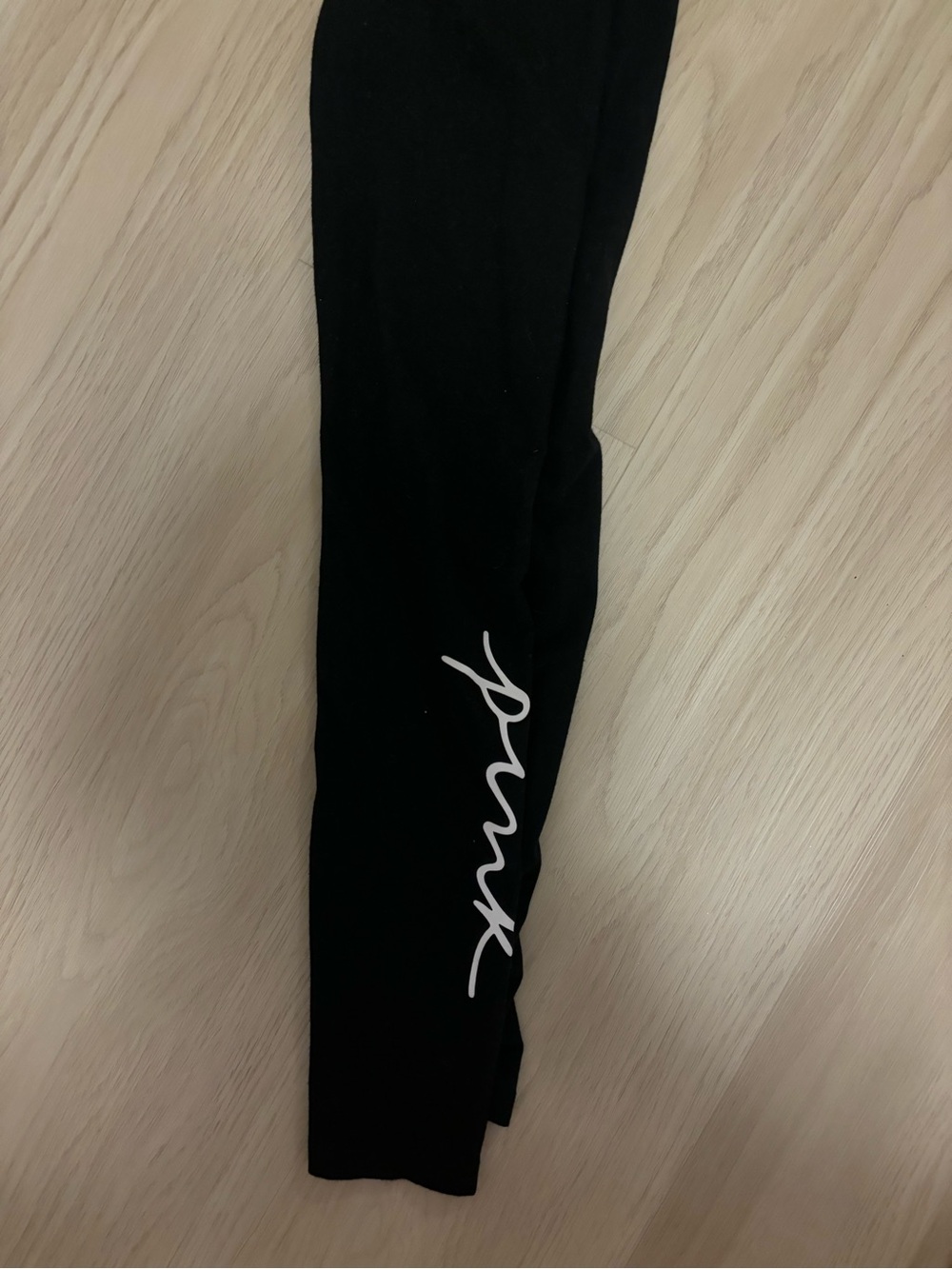PINK Victoria's Secret Black Leggings with White Script Logo